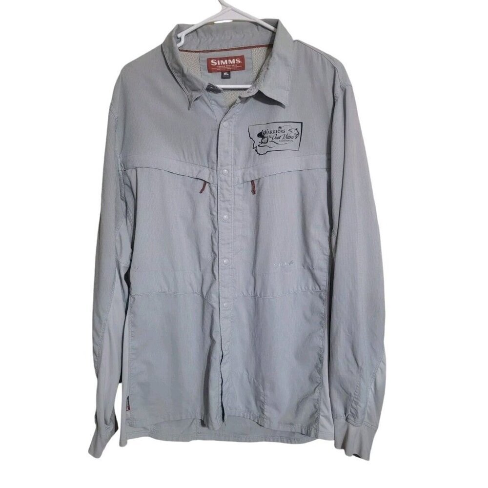 Simms Guide Series Shirt Men XL Gray Fishing Vented Gorpcore Camping Hiking